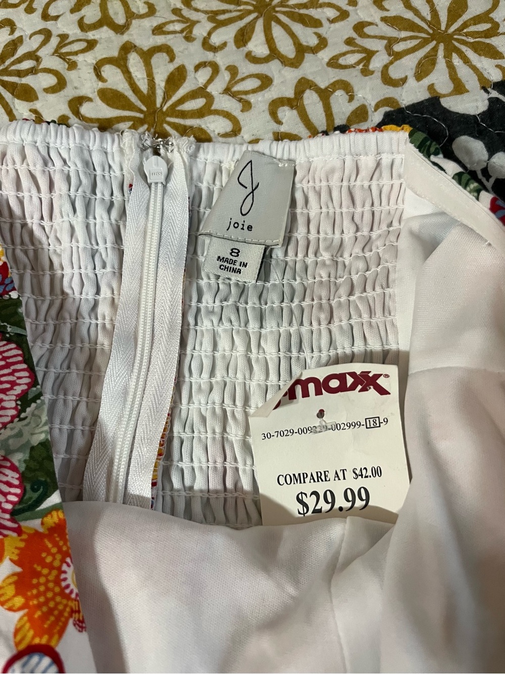 Joie Strapless Floral Sundress in White with Orange & Green - Picture 6 of 7